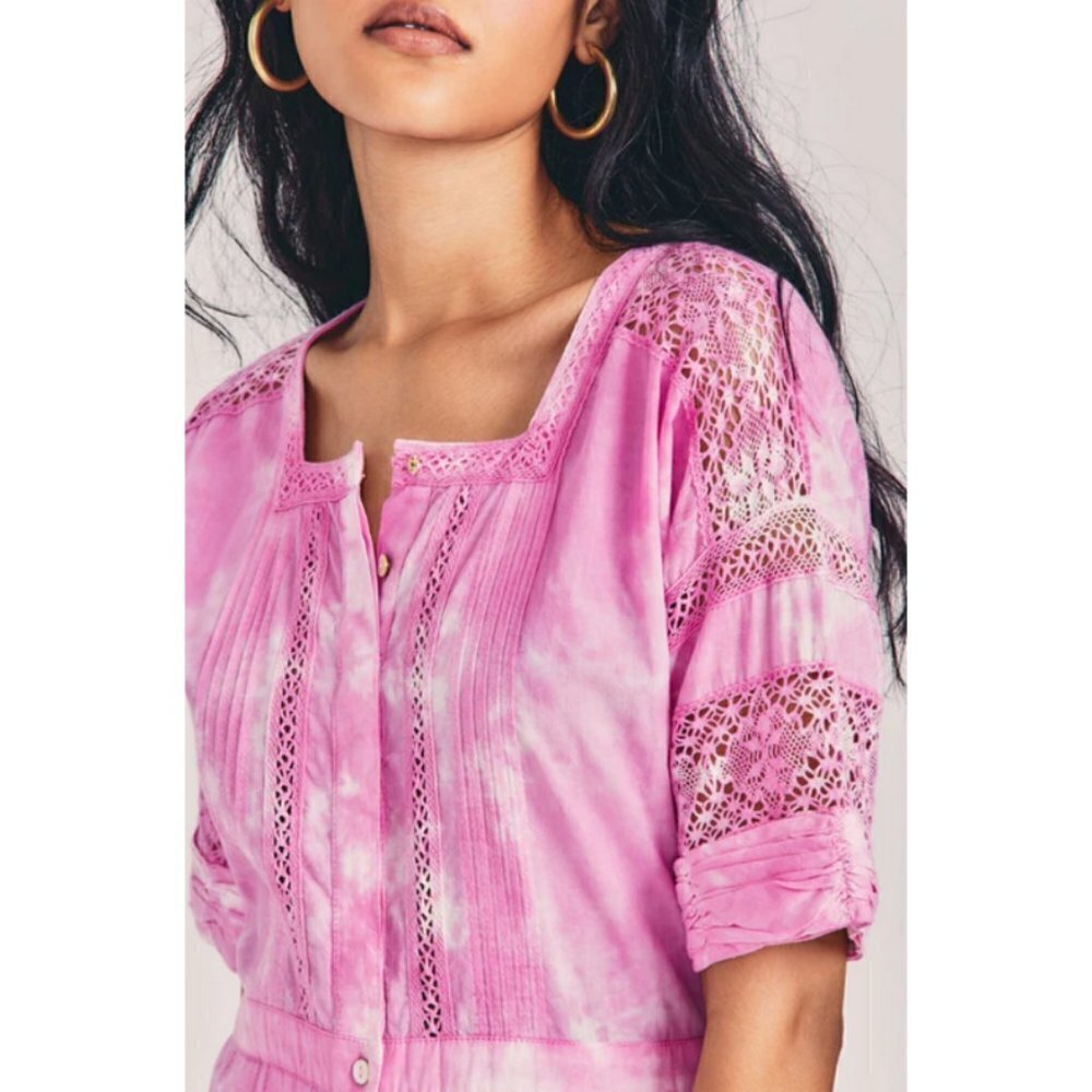💕LOVESHACKFANCY💕 Edie Midi Dress ~ Begonia Hand Dye Medium M NWT - Picture 4 of 16
